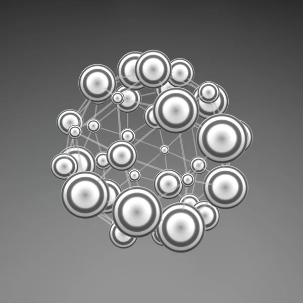 3d 抽象球体组成。未来的技术风格。化学化合物。矢量图。可用于演示文稿和设计. — 图库矢量图片
