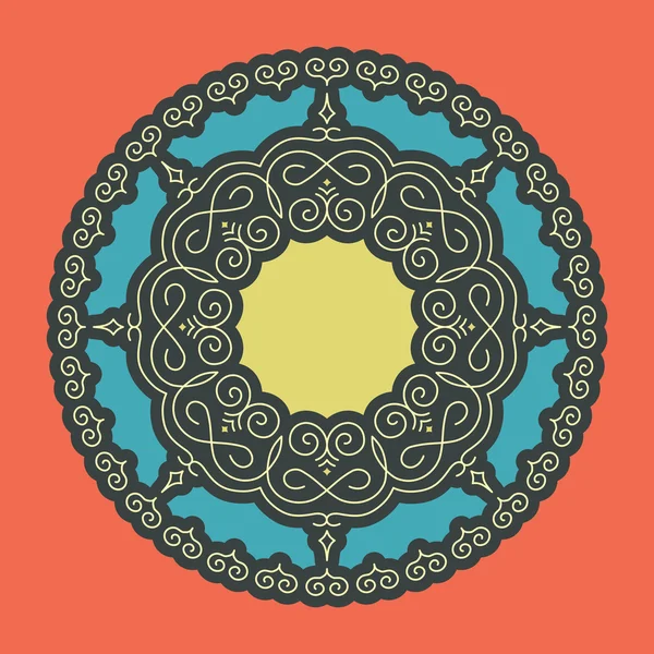 Ethnic Circle Element. Orient Traditional Design. Lace Pattern. Mandala Round Ornament. Vector Fashion Illustration. — Stock vektor