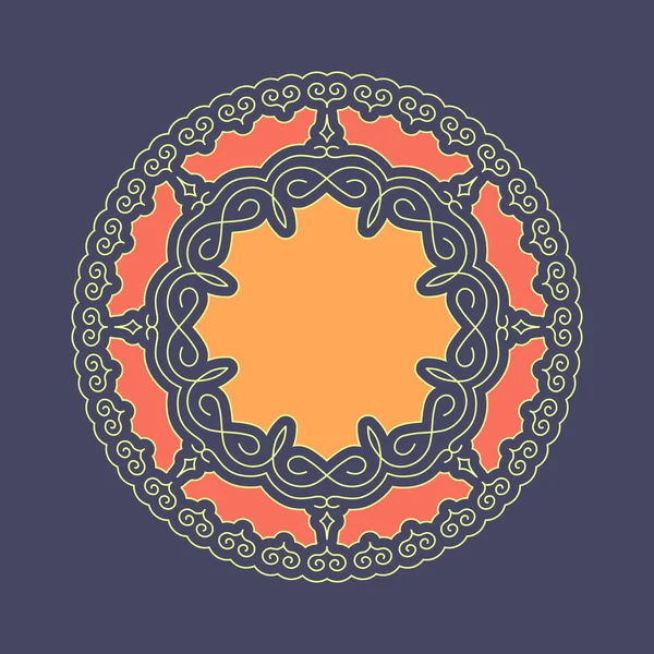 Ethnic Circle Element. Orient Traditional Design. Lace Pattern. Mandala Round Ornament. Vector Fashion Illustration. — Stockový vektor