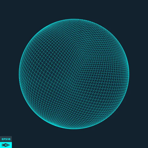3d の球体。世界的なデジタル接続。技術コンセプト。ベクトル図. — ストックベクタ