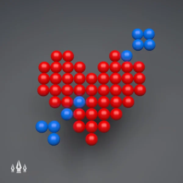 Red heart and arrow. Love heart symbol. Design element. 3d vector illustration. — Stockový vektor