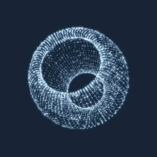 Περίγραμμα επιφάνειας αντικείμενο με τελείες. Αφηρημένο 3d δομή σύνδεσης. Γεωμετρικό σχήμα, για σχέδιο. Γεωμετρικό στοιχείο δικτυωτού πλέγματος, το έμβλημα και το εικονίδιο. Λαμπερό πλέγμα. Μοριακή πλέγμα. 3D τεχνολογία στυλ με σωματιδίων — Διανυσματικό Αρχείο