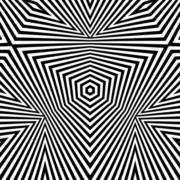 Fondo rayado abstracto blanco y negro. Arte óptico. 3d vector ilustración — Vector de stock