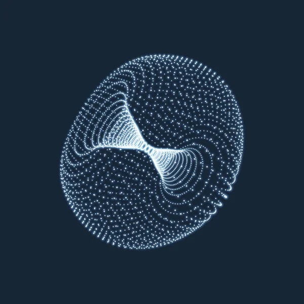 Торус. Торус, состоящий из точек. Структура соединения. Torus Shape Wireframe. 3D Grid Design. Светящаяся сетка. Стиль 3D-технологии. Проектирование сети. Молекулярная решетка. Космическая решетка . — стоковый вектор