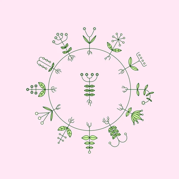 Flora Elements. Eco Signo. Ilustración vectorial. Impresión vectorial para productos naturales . — Archivo Imágenes Vectoriales