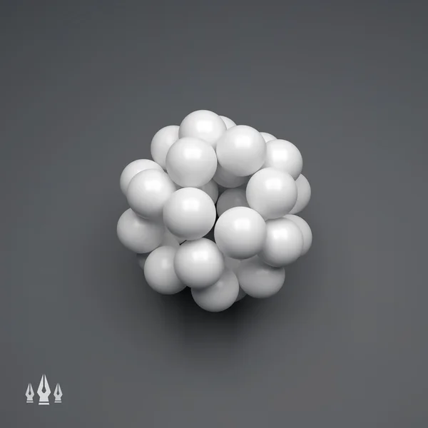 Esfera. Modelo de vetor 3d. Ilustração abstrata. 3d Esferas abstratas Composição. Estilo de tecnologia futurista. Ideia Conceito. Ilustração vetorial para Ciência, Tecnologia, Web Design e Rede . — Vetor de Stock