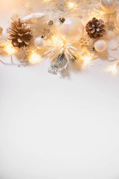 Μαργαριτάρι Και Λευκό Χρώμα Χριστούγεννα Και Διακόσμηση Του Νέου Έτους — Φωτογραφία Αρχείου