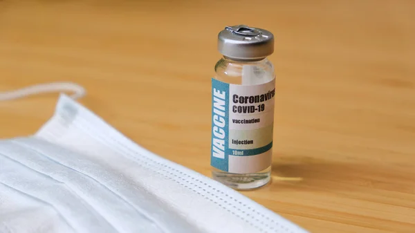 Coronavirus Covid 2019 Ncov Vaccine Bottle Hygiene Protective Face Mask — Stock Photo, Image