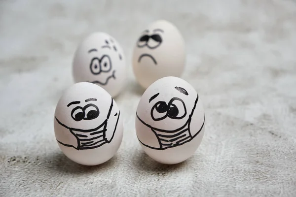 Huevos Pascua Con Conceptos Protección Covid Huevos Pascua Bricolaje Con — Foto de Stock
