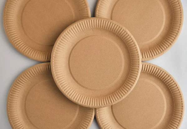 Zero Waste Eco Friendly Disposable Paper Tableware View Top — Stock Photo, Image