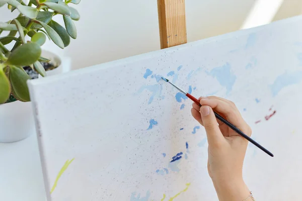 Gros Plan Peinture Par Numéros Dessin Main Pour Enfant Avec — Photo