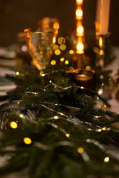 Jogo Mesa Natal Decorações Férias Decoração Celebração Ano Novo — Fotografia de Stock