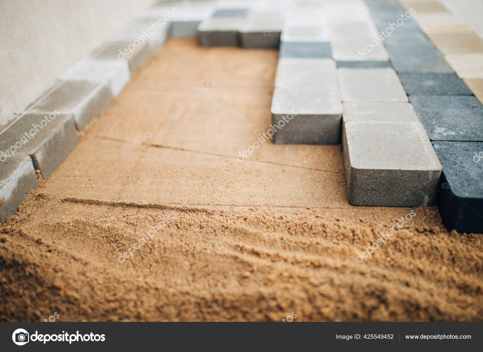 Building Blind Area Stone Block House Work Bricklayer Stock Photo by