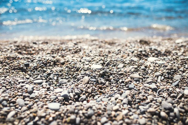 Deniz Sahilinde Küçük Çakıl Taşları Huzur Sükunet Sinir Sisteminin Yenilenmesi — Stok fotoğraf