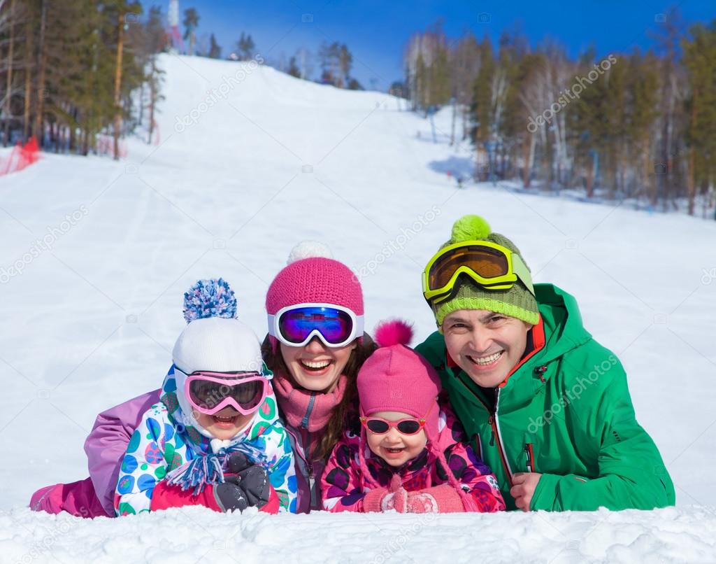 Family on ski resort