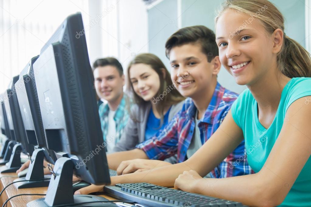  young people in computing class