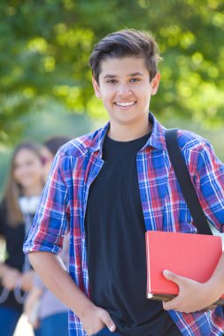 Young  friends students with books