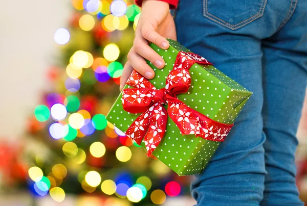 Little girl with present — Stock Photo, Image