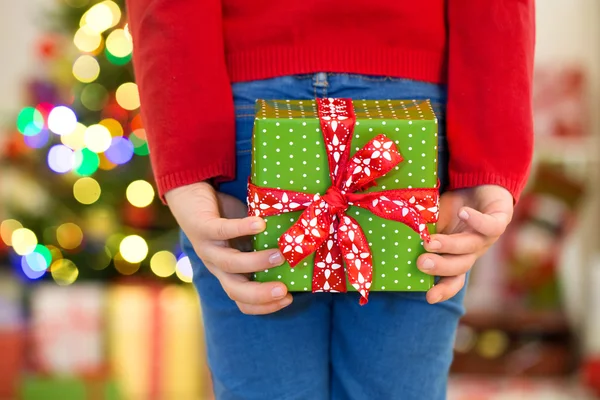 Little girl with present — Stock Photo, Image