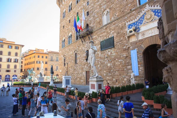 Florence, Toskana bölgesindeki Signoria Meydanı. İtalya — Stok fotoğraf