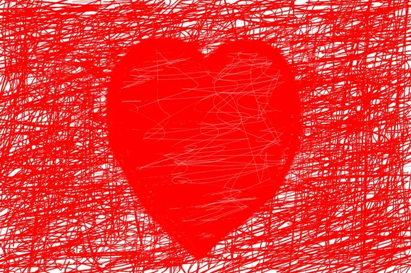 Cuore Disegnato Con Pennarello Rosso Schizzo Cuore Disegnato Con Una — Foto Stock