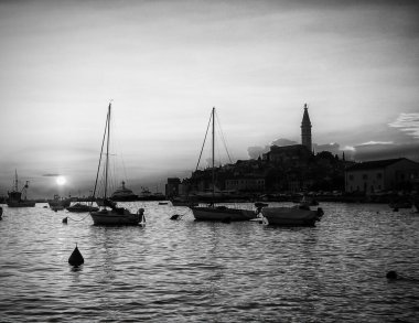 Hırvatistan 'ın Istria kentinde Rovinj Denizi manzarası