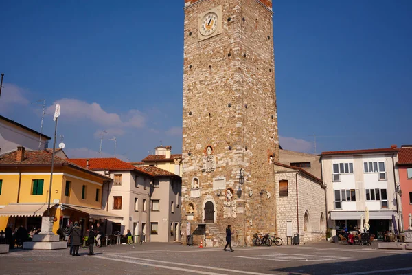 Marano Itália Fevereiro Vista Histórica Torre Millenaria Mil Anos Praça — Fotografia de Stock