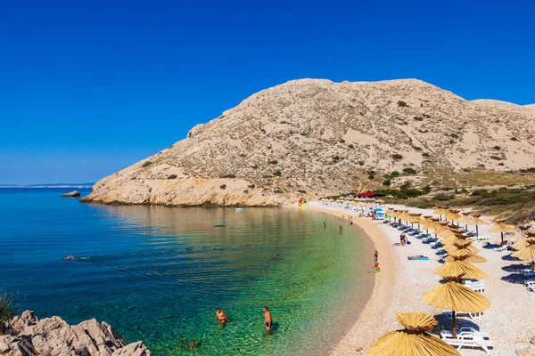 Vista Bela Praia Oprna Baía Adriática Ilha Krk Croácia — Fotografia de Stock