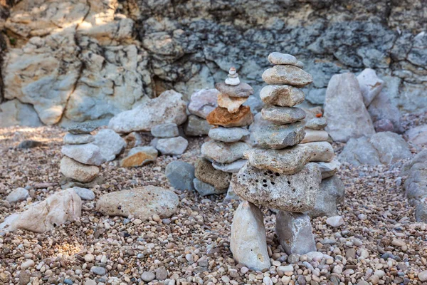 Montón Piedras Playa Stara Baska Krk Croacia —  Fotos de Stock