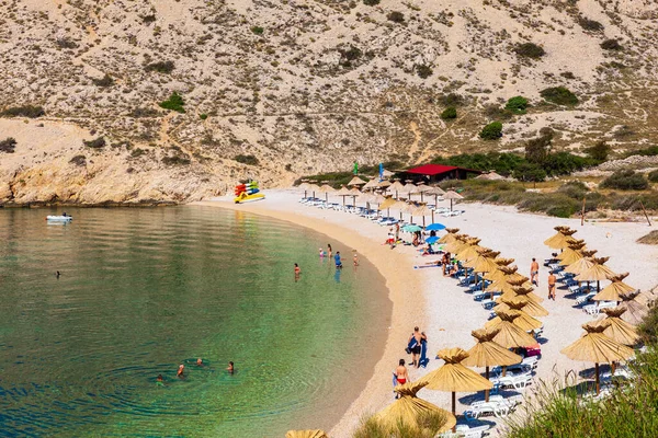Pohled Krásnou Pláž Oprna Adriatickém Zálivu Ostrova Krk Chorvatsko — Stock fotografie