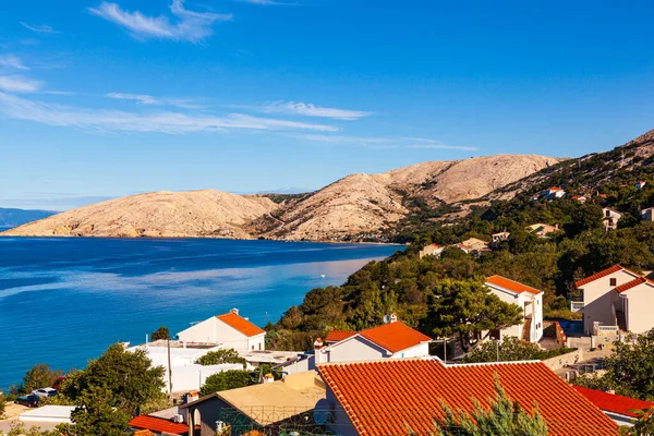 Vista Sobre Stara Baska Casas Island Krk Croácia Temporada Verão — Fotografia de Stock