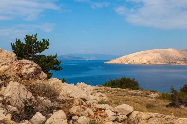 Pohled Pobřeží Stará Baška Letním Období Ostrov Krk Chorvatsko — Stock fotografie