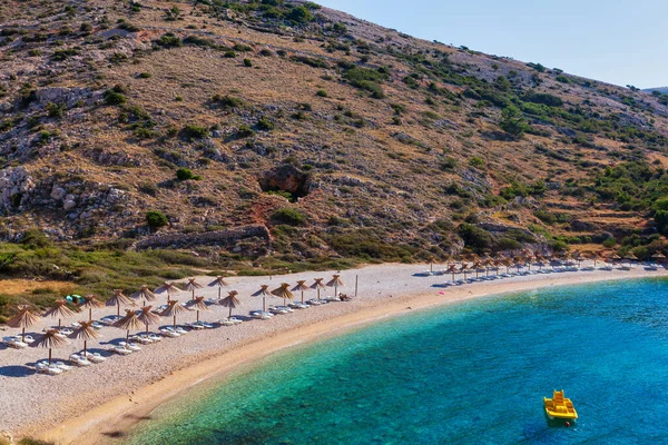 Вид Красивый Пляж Опрна Адриатической Бухте Острова Крк Хорватия — стоковое фото