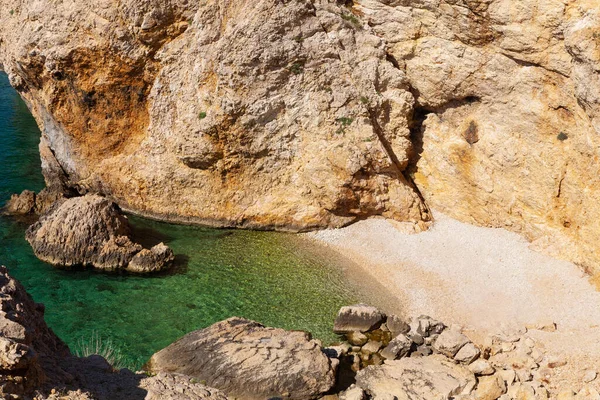 Pohled Pláž Stará Baška Letním Období Ostrov Krk — Stock fotografie