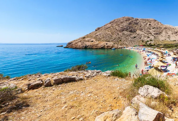 Vista Bela Praia Oprna Baía Adriática Ilha Krk Croácia — Fotografia de Stock