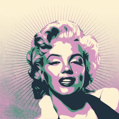 Marylin Monroe 'nun şablon ya da ipek ekran baskı tarzlı dijital portresi