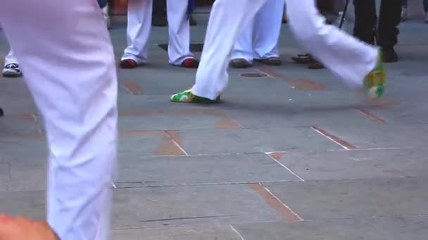 Χορευτές Capoeira Δράση Τεργέστη Ιταλία — Αρχείο Βίντεο