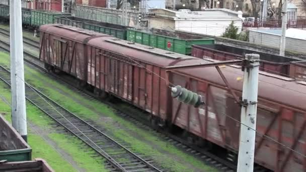 Carri Ferroviari Alla Stazione Ferroviaria Odessa — Video Stock