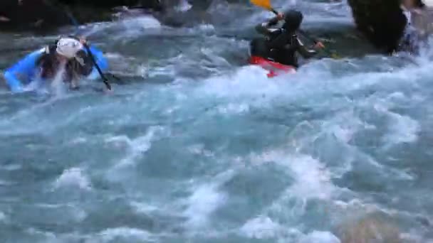 Jízda Kajaku Soca River Slovinsko — Stock video