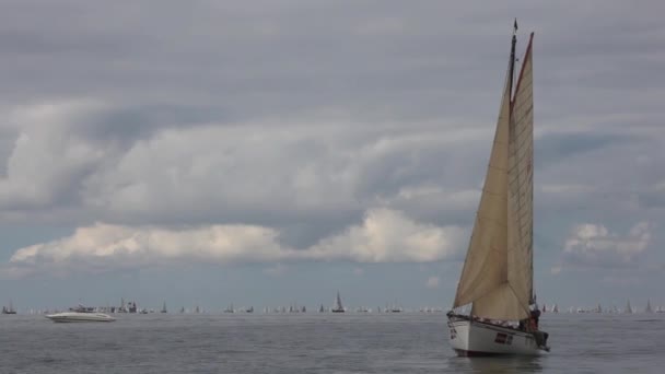 Trieste Italien Oktober 2012 Minuterna Före Starten Barcolana Regattan Trieste — Stockvideo