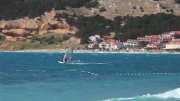 Windsurfisti Baska Mare Isola Krk Croazia — Video Stock