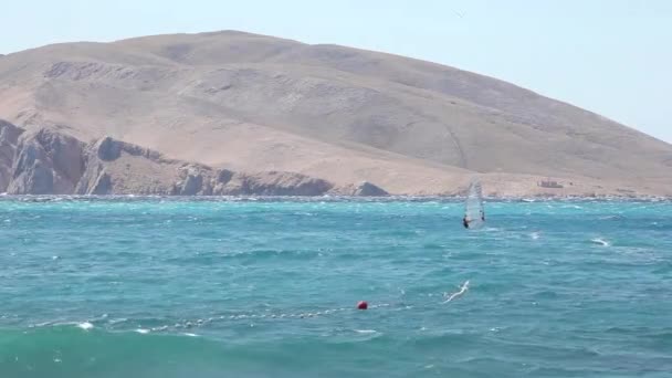 Windsurfers Baska Sea Krk Island Croacia — Vídeos de Stock