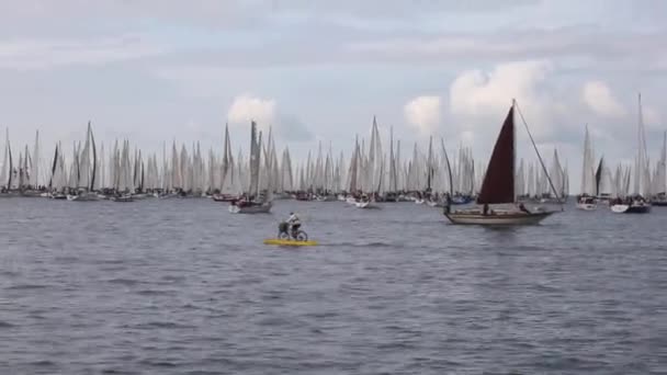 Trieste Italië Oktober 2012 Minuten Voor Start Van Barcolana Regatta — Stockvideo