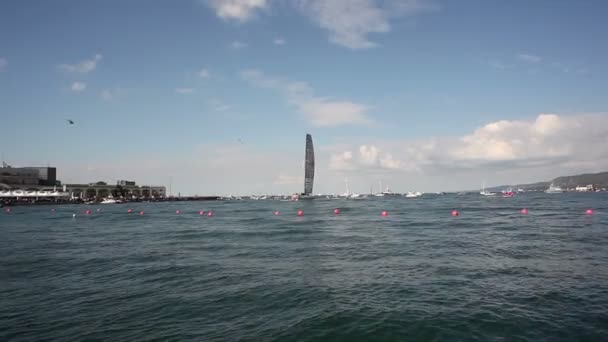 Trieste Italien Oktober 2017 Spirit Portopiccolo Bootssieger Der Barcolana Regatta — Stockvideo