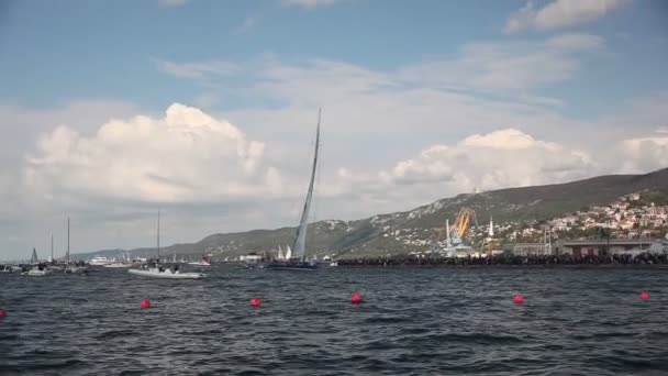 Trieste Italien Oktober 2017 Maxi Jena Motorboot Tempus Fugit Gewinnt — Stockvideo