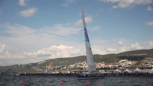 Trieste Italië Oktober 2017 Maxi Jena Aangedreven Tempus Fugit Boot — Stockvideo