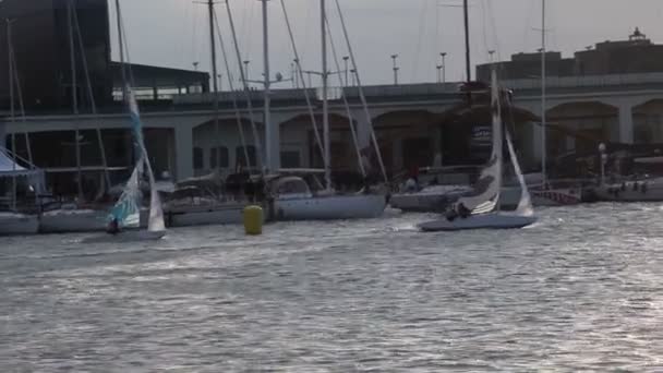 Trieste Italia Ottobre 2017 Barche Vela Tramonto Durante Barcolana Ottobre — Video Stock