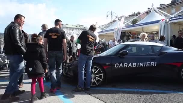 Trieste Italië Oktober 2017 Lotus Evora Sportwagen Van Carabinieri Plicht — Stockvideo