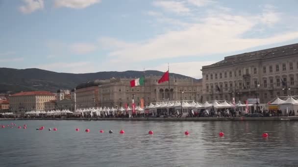 Trieste Italië Oktober 2017 Zicht Triëst Tijdens Barcolana Regatta Oktober — Stockvideo