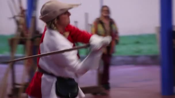 Trieste Itália Novembro Vista Dos Guerreiros Reencenação Histórica Batalha Medieval — Vídeo de Stock